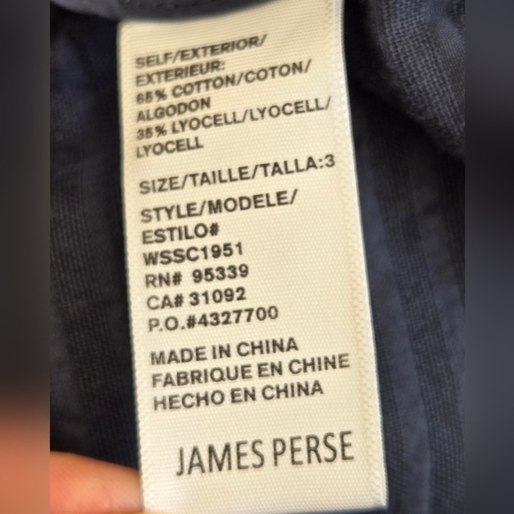 James Perse Easy Fit Self Stripe Pant Jungle Pigment size 3 Large In Navy Color - Picture 10 of 13